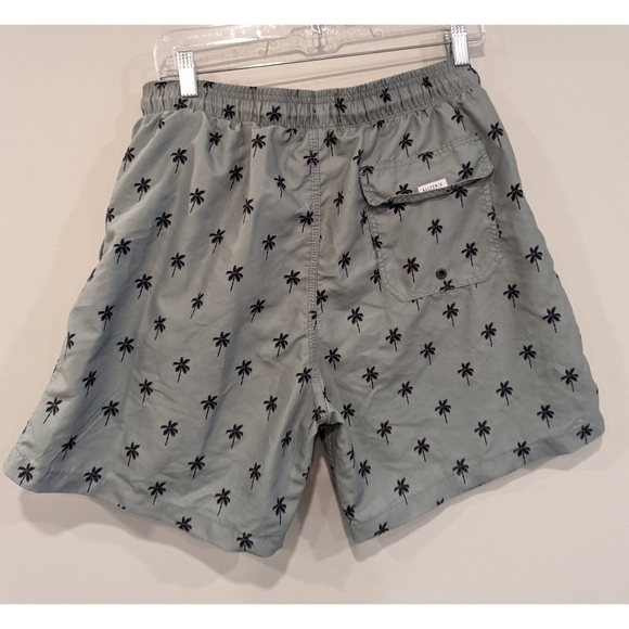 Allfenix Sage Green Palm Tree Print Mesh Lined Swim Trunks Size XL - Picture 2 of 6